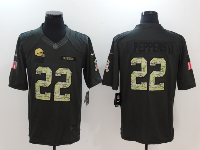 Men Cleveland Browns #22 Peppers Green Nike Salute To Service Limited NFL Jerseys->philadelphia eagles->NFL Jersey